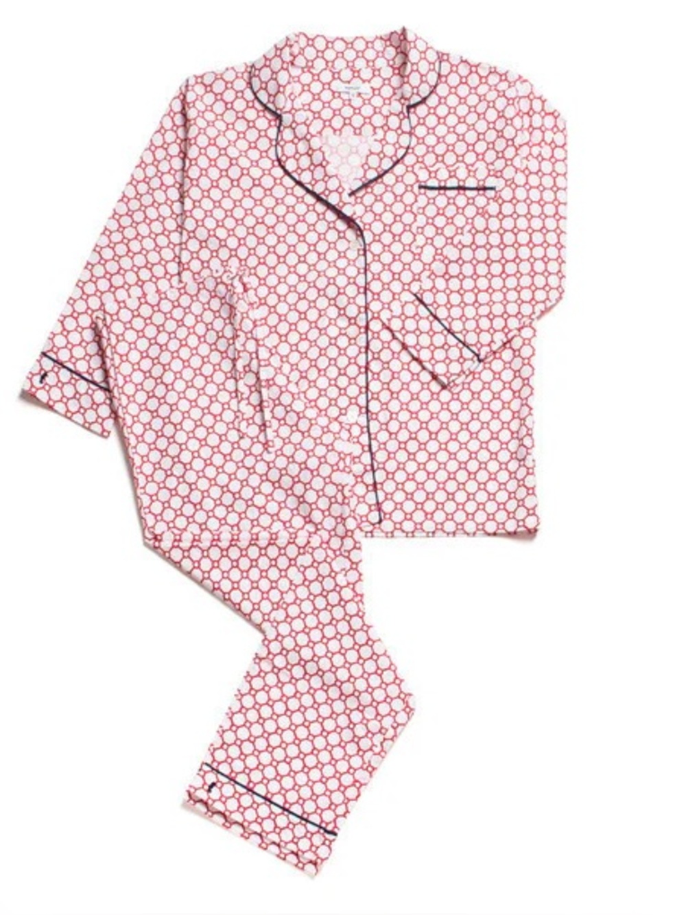 Marigot Lorient Block Print Long Pajama Set - Flame Link size medium